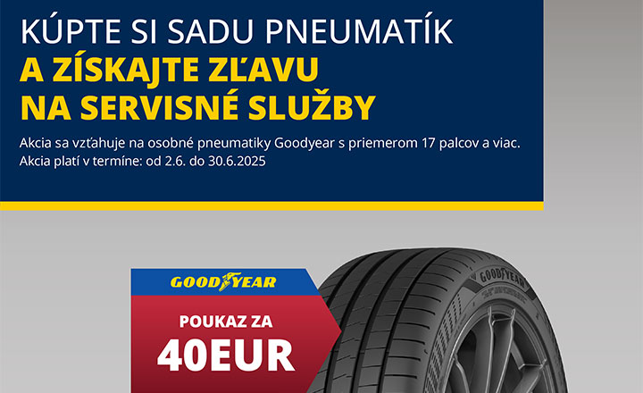 Servisný poukaz (40 €) na nákup pneumatík Goodyear s priemerom 17 palcov a viac